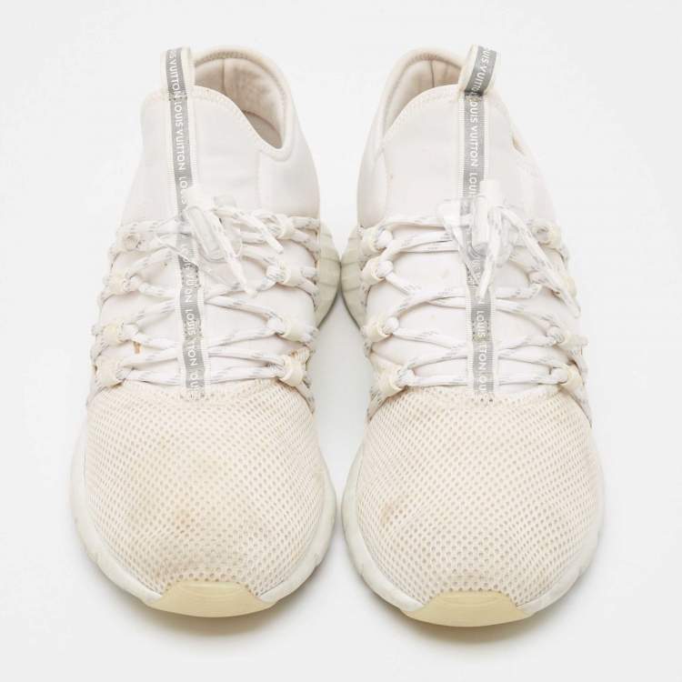 مملوكة مسبقًا Louis Vuitton  White Knit Fabric Fastlane Lace Up Sneakers Size 42