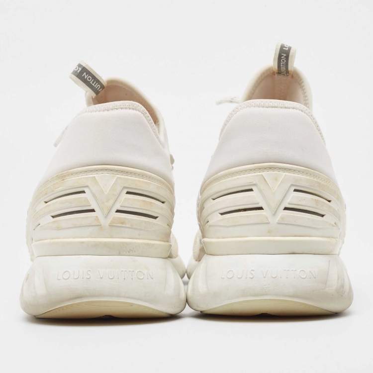 مملوكة مسبقًا Louis Vuitton  White Knit Fabric Fastlane Lace Up Sneakers Size 42
