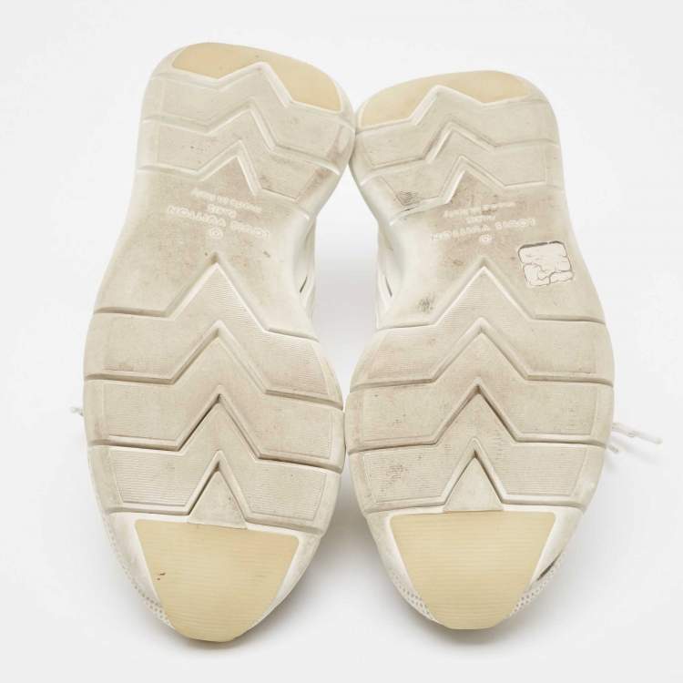 مملوكة مسبقًا Louis Vuitton  White Knit Fabric Fastlane Lace Up Sneakers Size 42