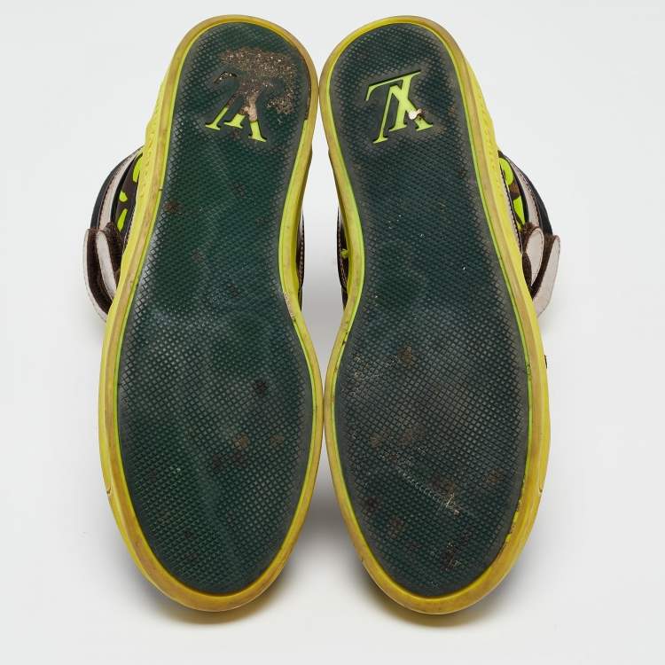 Pre Owned Louis Vuitton Multicolor Suede and Leather Graffiti Metallic-Trim Sneakers Size 42.5