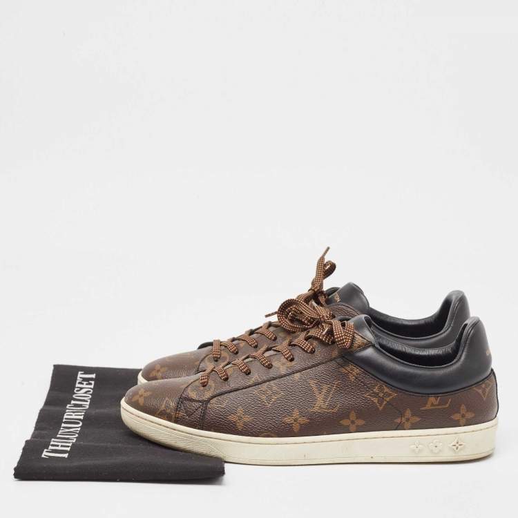 Pre Owned Louis Vuitton Brown Monogram Canvas And Leather Frontrow Sneakers Size 42