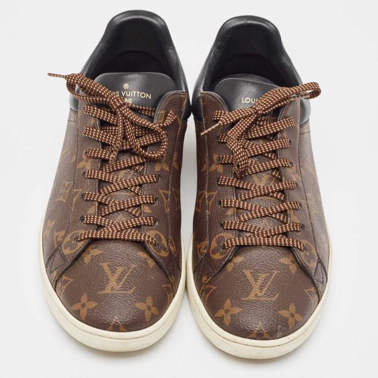 Pre Owned Louis Vuitton Brown Monogram Canvas And Leather Frontrow Sneakers Size 42