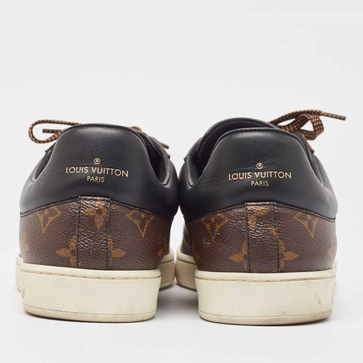 Pre Owned Louis Vuitton Brown Monogram Canvas And Leather Frontrow Sneakers Size 42