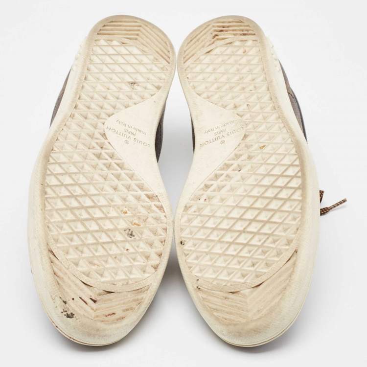 Pre Owned Louis Vuitton Brown Monogram Canvas And Leather Frontrow Sneakers Size 42