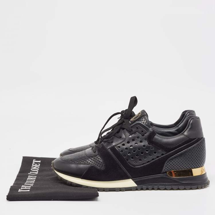 مملوكة مسبقًا Louis Vuitton Black Leather and Suede Run Away  Sneakers Size 39.5