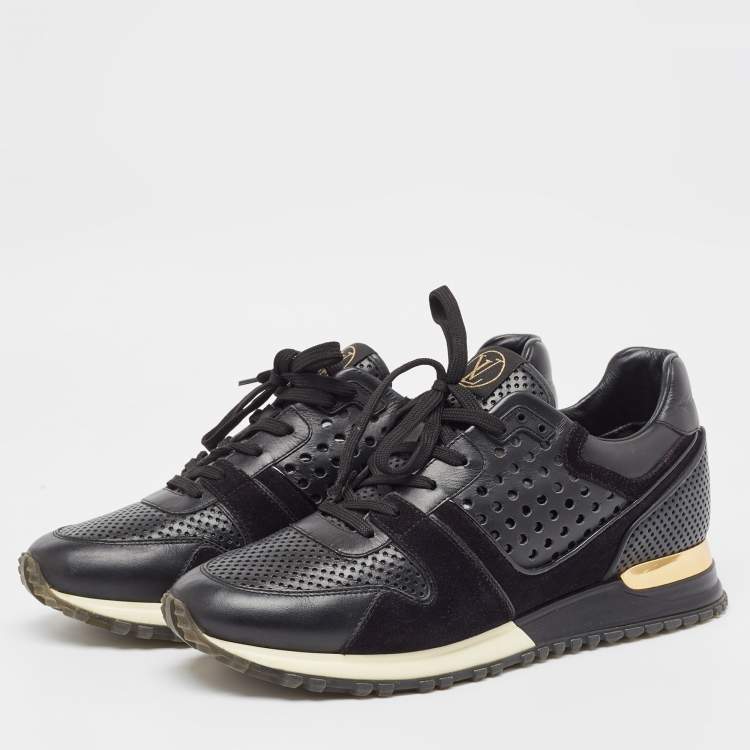 مملوكة مسبقًا Louis Vuitton Black Leather and Suede Run Away  Sneakers Size 39.5
