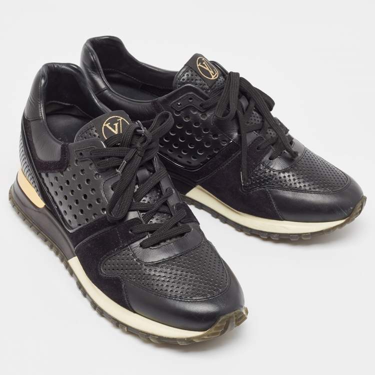 مملوكة مسبقًا Louis Vuitton Black Leather and Suede Run Away  Sneakers Size 39.5
