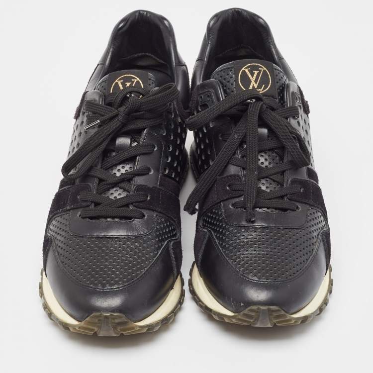 مملوكة مسبقًا Louis Vuitton Black Leather and Suede Run Away  Sneakers Size 39.5