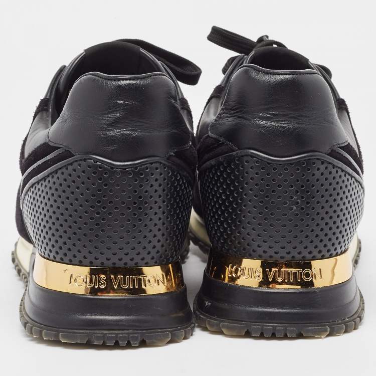مملوكة مسبقًا Louis Vuitton Black Leather and Suede Run Away  Sneakers Size 39.5