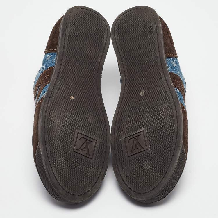 Pre Owned Louis Vuitton Brown Suede And Monogram Canvas Energie Low Top Sneakers Size 41.5