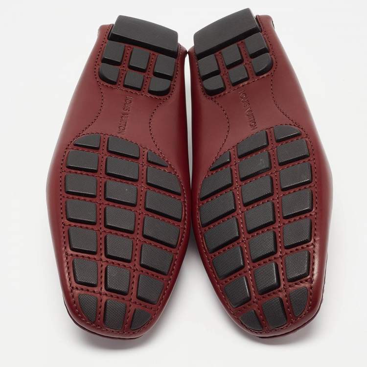 Pre Owned Louis Vuitton Burgundy Leather Monte Carlo Loafers Size 41.5