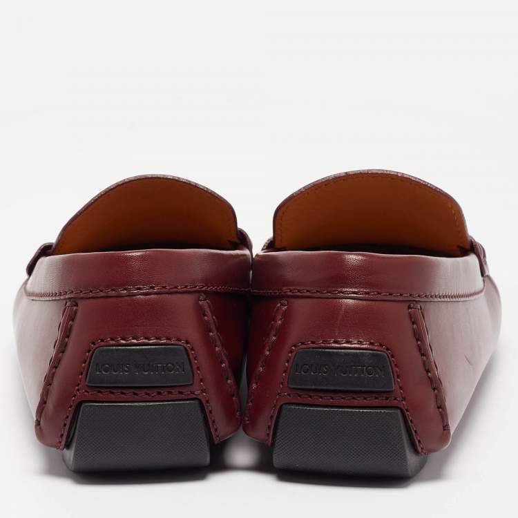 Pre Owned Louis Vuitton Burgundy Leather Monte Carlo Loafers Size 41.5