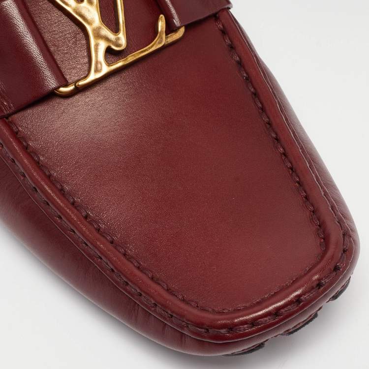 Pre Owned Louis Vuitton Burgundy Leather Monte Carlo Loafers Size 41.5