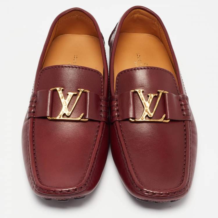 Pre Owned Louis Vuitton Burgundy Leather Monte Carlo Loafers Size 41.5