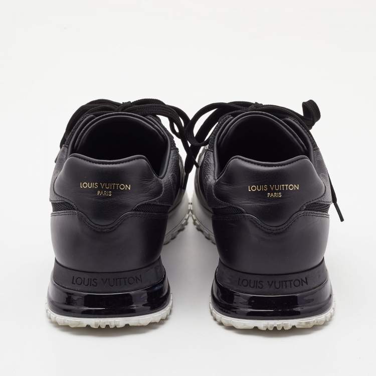 Pre Owned Louis Vuitton Black Monogram Canvas and Mesh Run Away Lace Up Sneakers Size 41.5