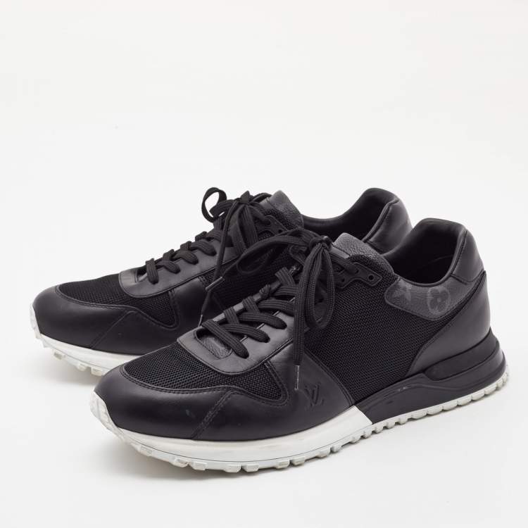 Pre Owned Louis Vuitton Black Monogram Canvas and Mesh Run Away Lace Up Sneakers Size 41.5