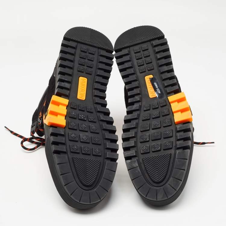 Pre Owned Louis Vuitton Black/Orange Suede and Canvas LV Hiking Boots Size 42