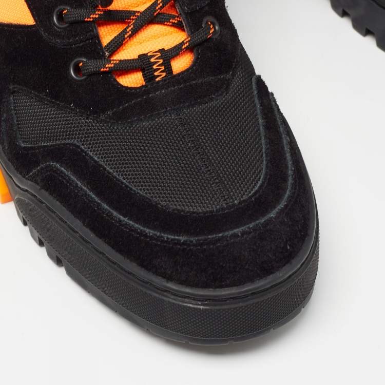 Pre Owned Louis Vuitton Black/Orange Suede and Canvas LV Hiking Boots Size 42