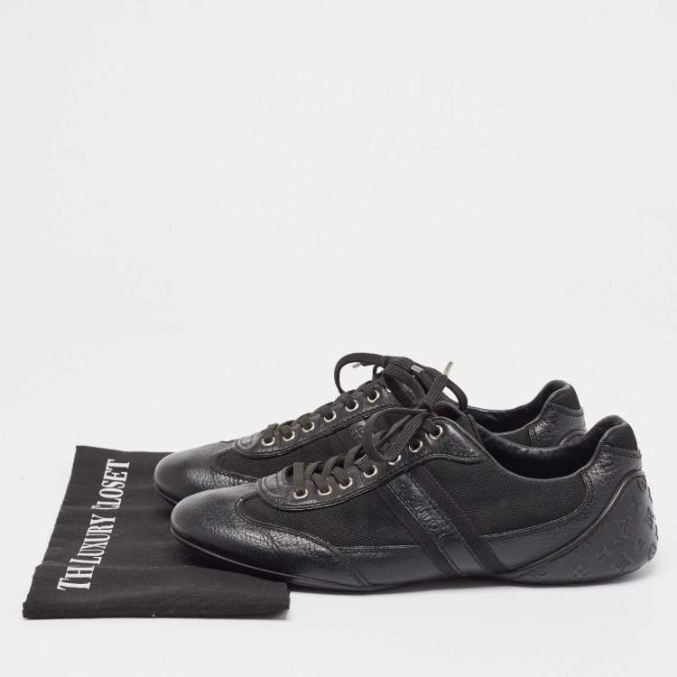 Pre Owned Louis Vuitton Black Leather and Nylon Low Top Sneakers Size 41