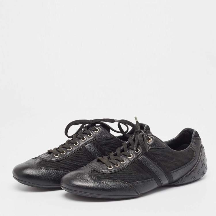 Pre Owned Louis Vuitton Black Leather and Nylon Low Top Sneakers Size 41