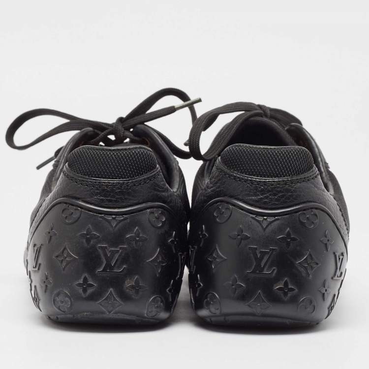 Pre Owned Louis Vuitton Black Leather and Nylon Low Top Sneakers Size 41