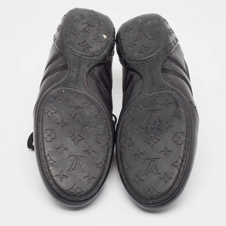 Pre Owned Louis Vuitton Black Leather and Nylon Low Top Sneakers Size 41