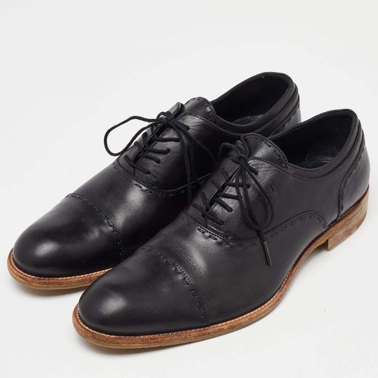 Pre Owned Louis Vuitton Black Leather Lace Up Oxford Size 43  