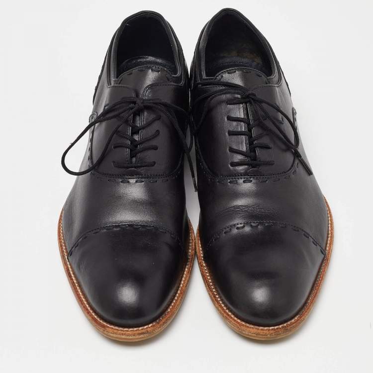 Pre Owned Louis Vuitton Black Leather Lace Up Oxford Size 43  