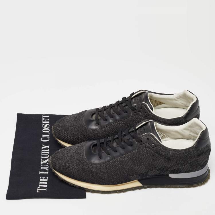 Pre Owned Louis Vuitton Damier Knit Fabric and Leather Run Away Low Top Sneakers Size 44
