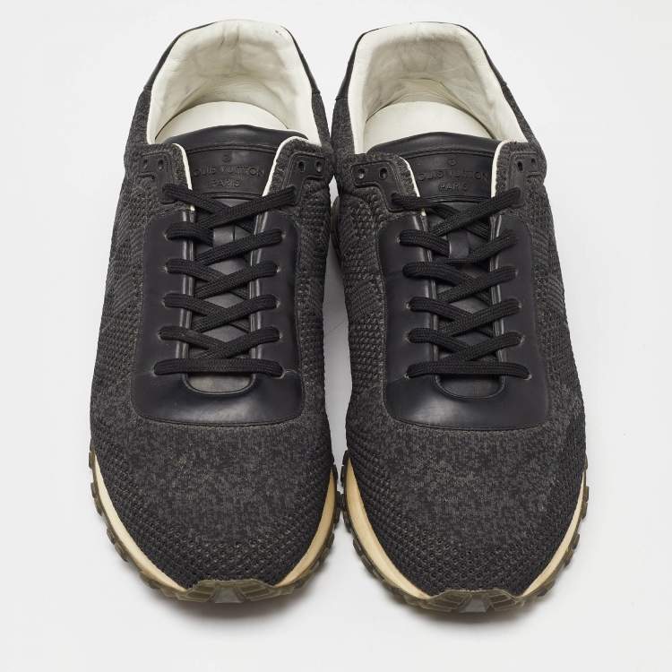 Pre Owned Louis Vuitton Damier Knit Fabric and Leather Run Away Low Top Sneakers Size 44
