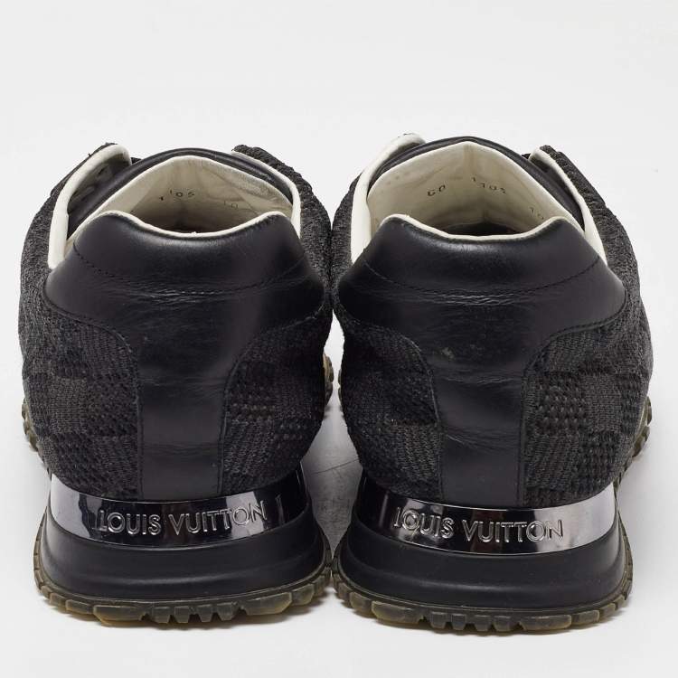 Pre Owned Louis Vuitton Damier Knit Fabric and Leather Run Away Low Top Sneakers Size 44