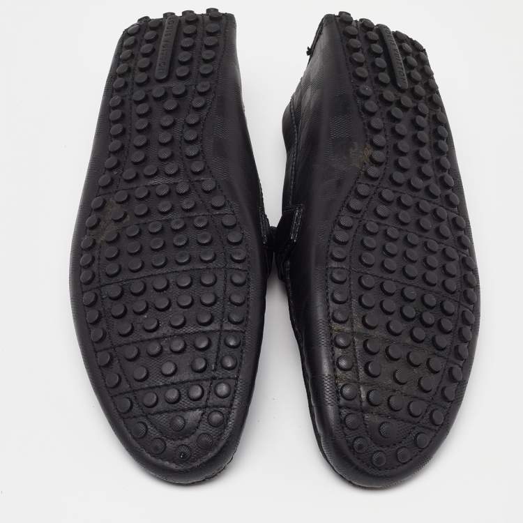 مملوكة مسبقًا Louis Vuitton Black Damier Leather Hockenheim Slip On Loafers Size 43