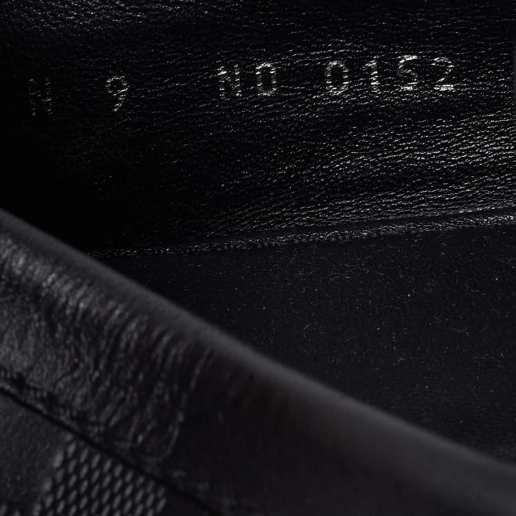 مملوكة مسبقًا Louis Vuitton Black Damier Leather Hockenheim Slip On Loafers Size 43