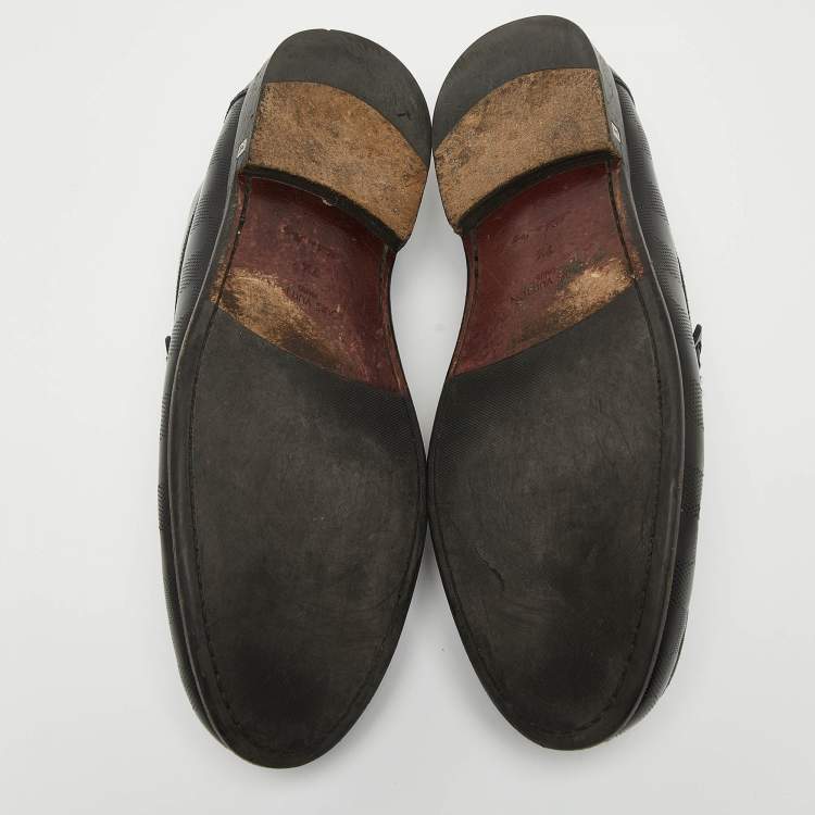 Pre Owned Louis Vuitton Black Damier Leather Santiago Loafers Size 41.5 