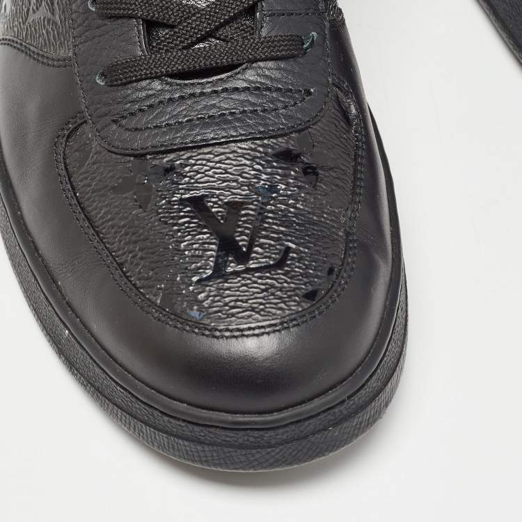 Pre Owned Louis Vuitton Black Leather Rivoli High Top Sneakers Size 40