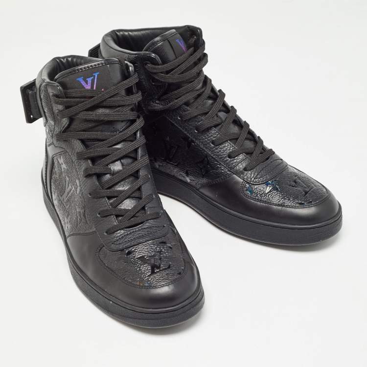 Pre Owned Louis Vuitton Black Leather Rivoli High Top Sneakers Size 40
