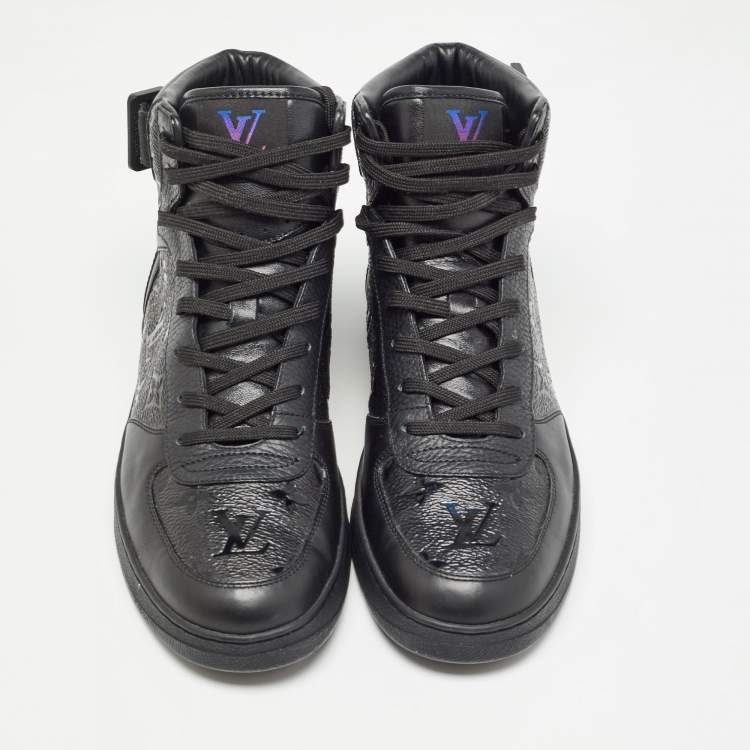Pre Owned Louis Vuitton Black Leather Rivoli High Top Sneakers Size 40