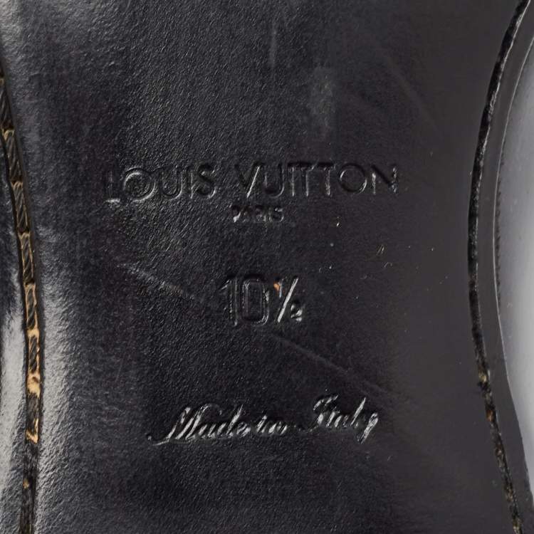 Pre Owned Louis Vuitton Black Patent Leather Single Strap Monk Derby Size 44.5