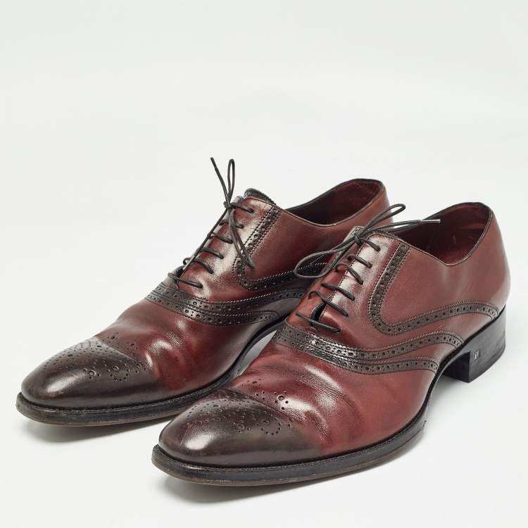 Pre Owned Louis Vuitton Brown Brogue Leather Lace Up Oxfords Size 44