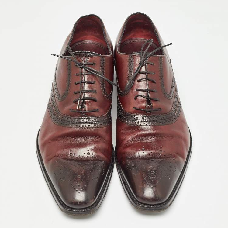 Pre Owned Louis Vuitton Brown Brogue Leather Lace Up Oxfords Size 44