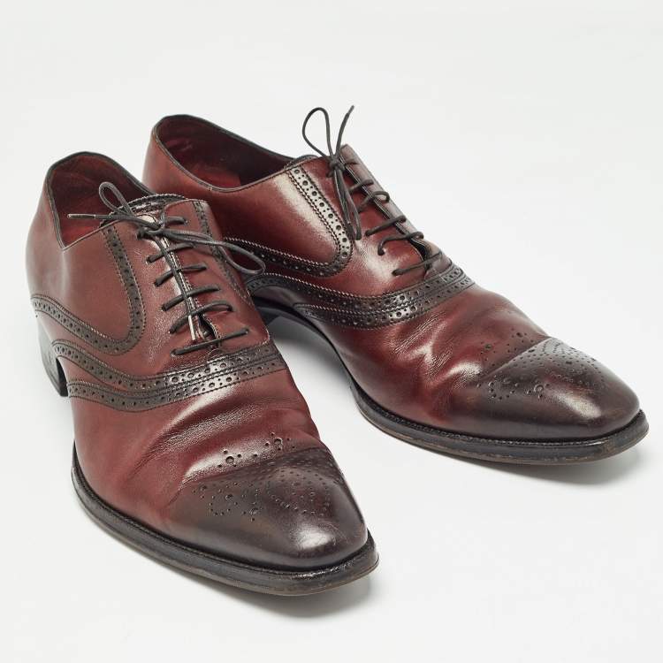 Pre Owned Louis Vuitton Brown Brogue Leather Lace Up Oxfords Size 44