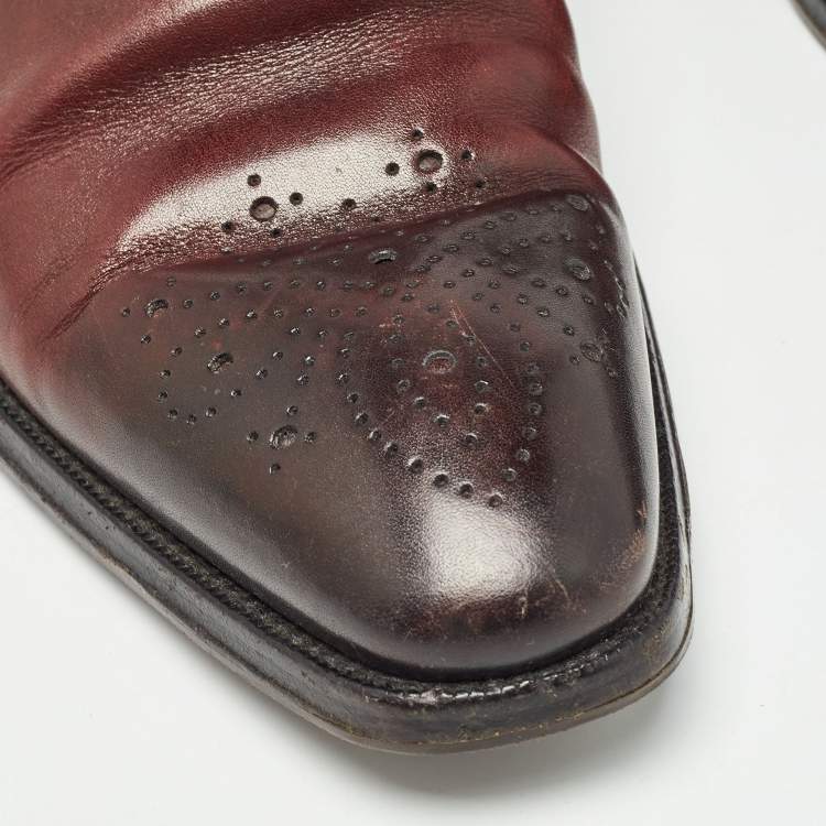 Pre Owned Louis Vuitton Brown Brogue Leather Lace Up Oxfords Size 44