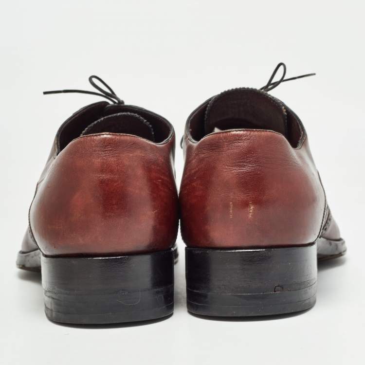 Pre Owned Louis Vuitton Brown Brogue Leather Lace Up Oxfords Size 44