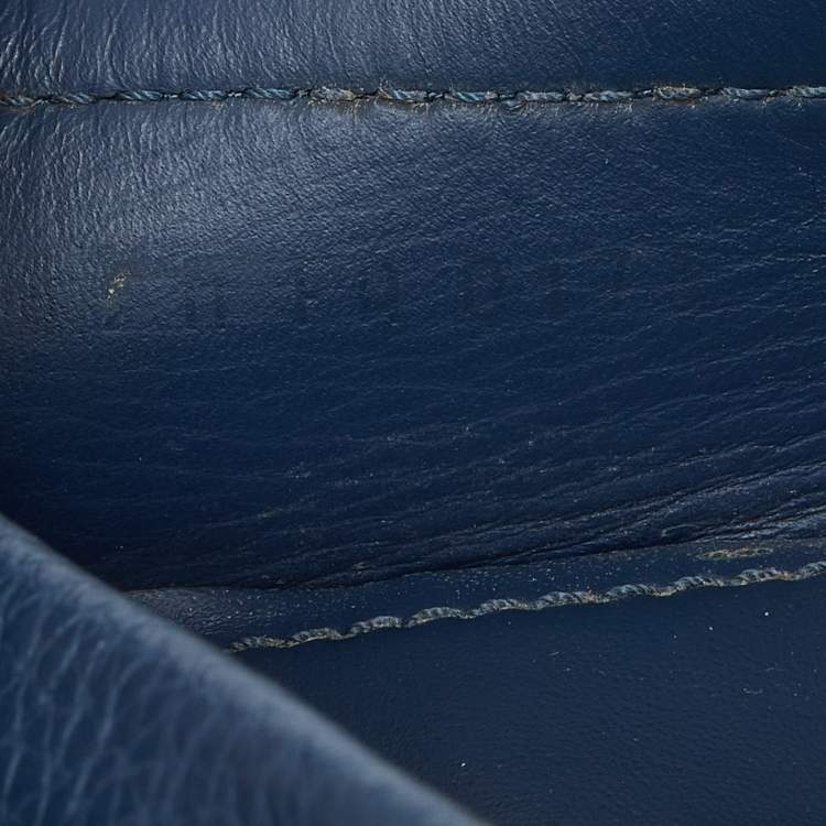 Pre Owned Louis Vuitton Blue Leather Monto Carlo Slip On Loafers Size 42.5