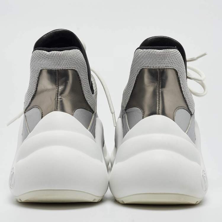 Pre Owned Louis Vuitton Sliver/Black Mesh and Leather Archlight Sneakers Size 41