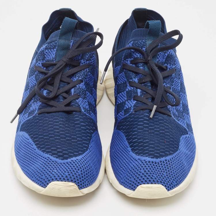 مملوكة مسبقًا Louis Vuitton Blue Knit Fabric Fastlane Sneakers Size 44