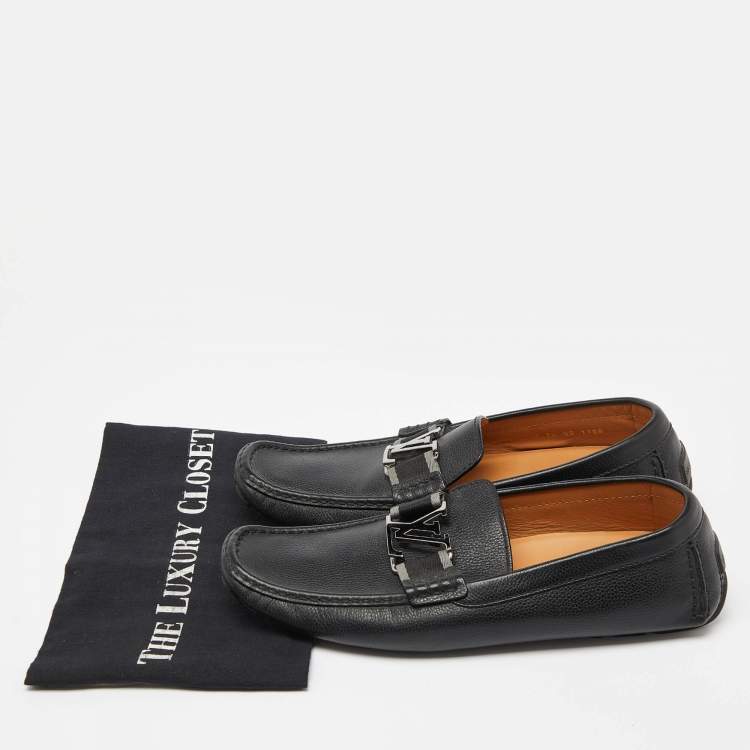 Pre Owned Louis Vuitton Black Leather Monte Carlo Loafers Size 41.5