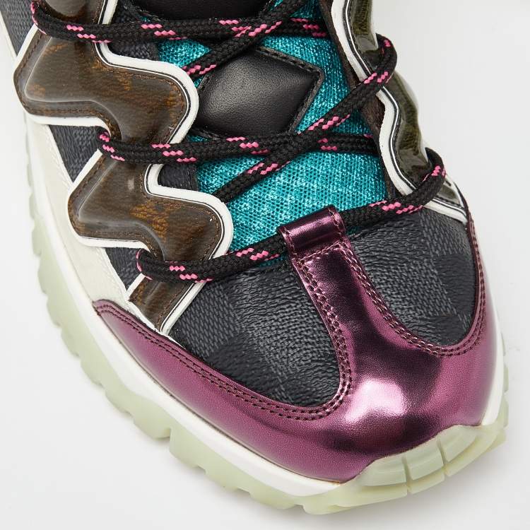 Pre Owned Louis Vuitton Multicolor Coated Canvas and Leather Zig Zag Lace Up Sneakers Size 42