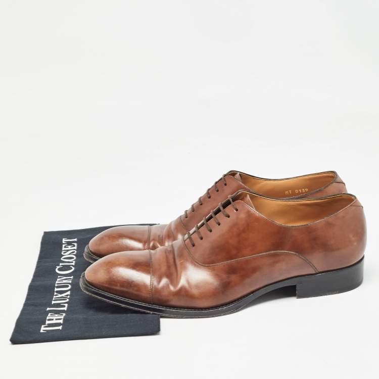 مملوكة مسبقًا Louis Vuitton Brown Leather Lace Oxfords Size 43