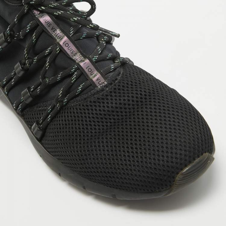Pre Owned Louis Vuitton Black Mesh and Nylon Fastlane Low Top Sneakers Size 43